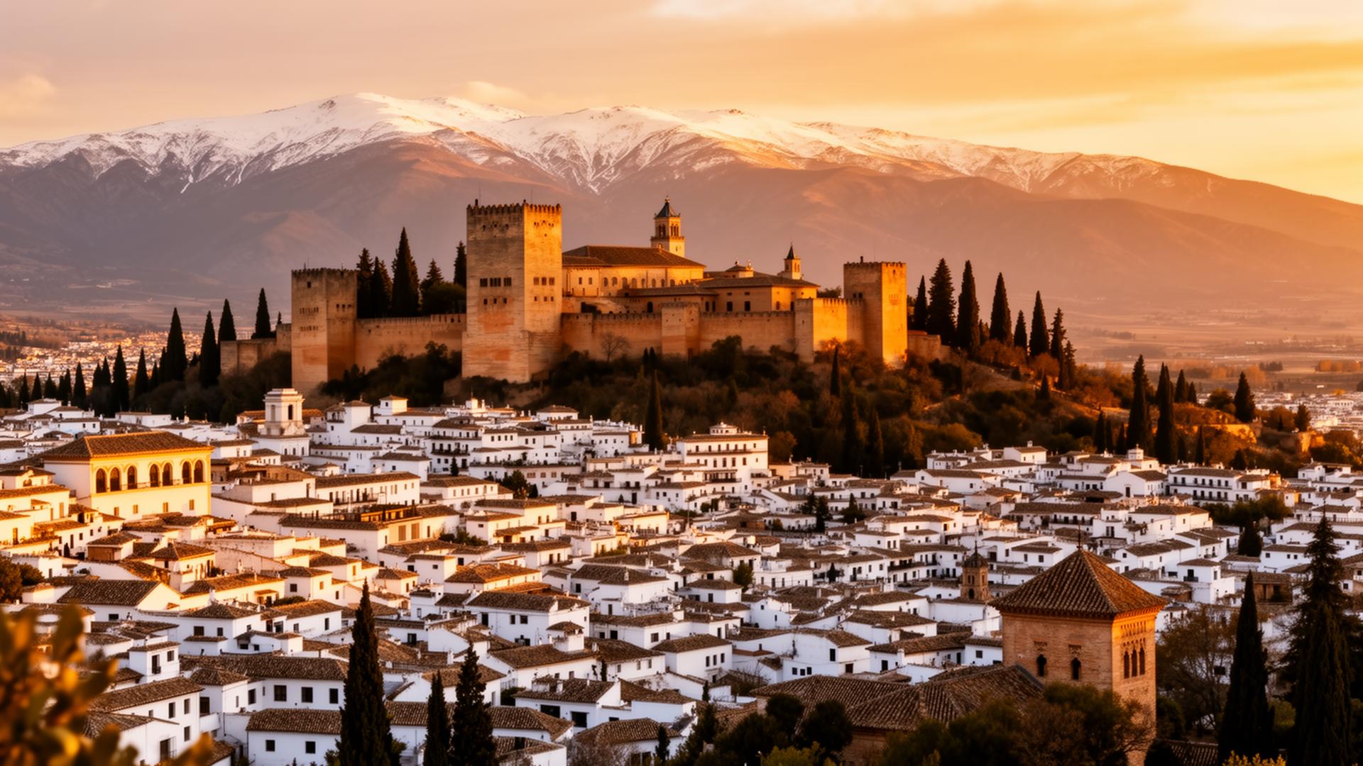 Granada skyline at sunset